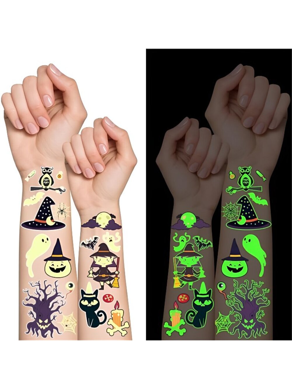 500 Styles Halloween Tattoos - Luminous Temporary Tattoos, Party